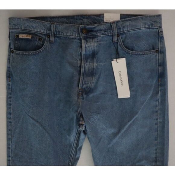 Calvin Klein Men's Sz 38x30 Desert Blue Standard Straight Fit Denim Jeans $90 - Picture 5 of 12